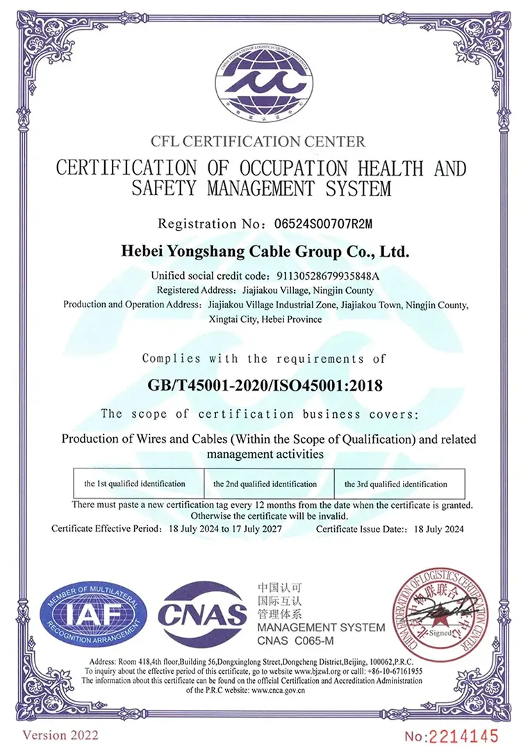 Achieves ISO 45001 Occupational Health and Safety Management System Certification