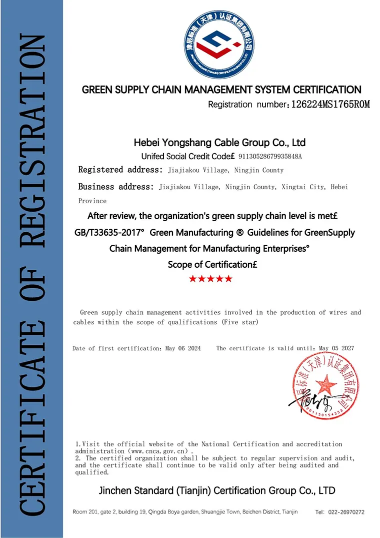 Awarded Five-Star Rating in Green Supply Chain Management System Certification