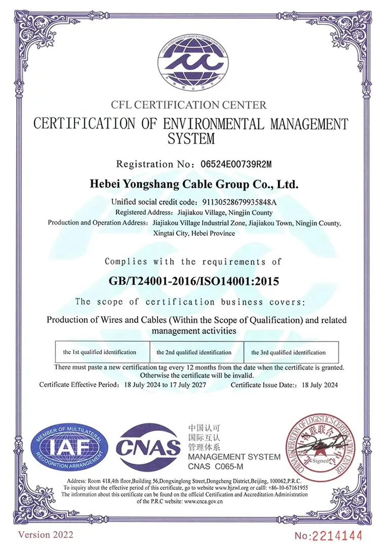 Achieves ISO 14001 Environmental Management System Certification